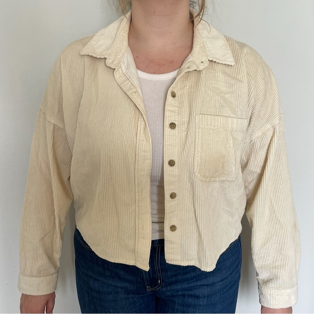 American Eagle Corduroy Crop Button Down